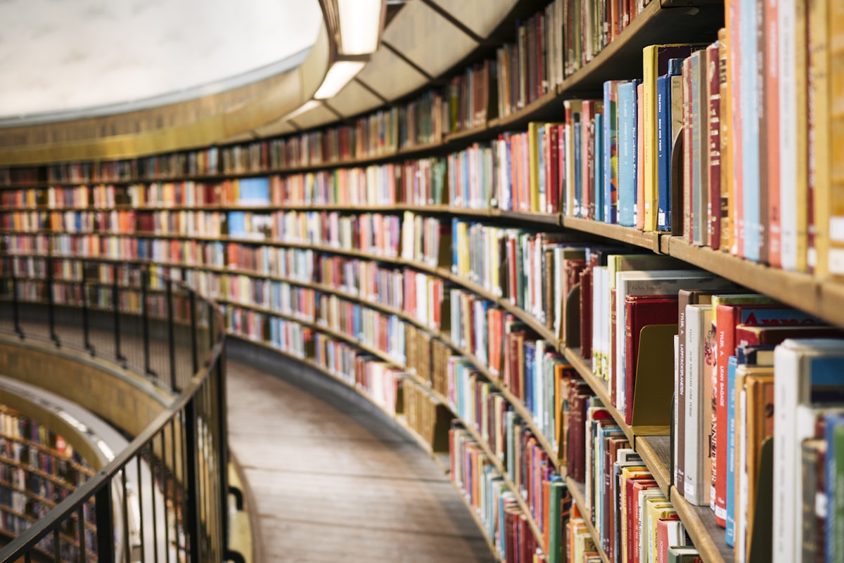 Shelves of books in a library